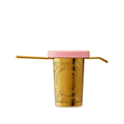 Basket Infuser Yes Way Crochet Gold With Pink Lid CG Tea Basket Infuser Yes Way Crochet Gold With Pink Lid