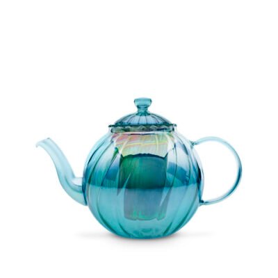 Twist N Sip Glass Teapot Teal