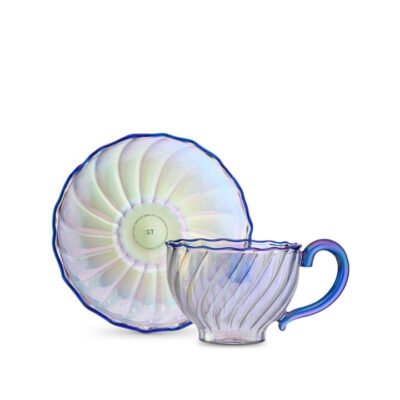 Valentina Glass Cup & Saucer Blue