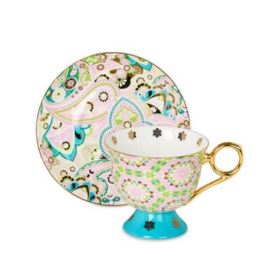 Magic Carpet Remix Cup & Saucer Pink/Teal CG Tea Magic Carpet Remix Cup & Saucer Pink/Teal