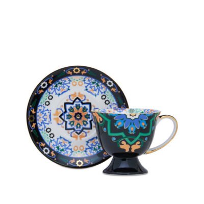 Portuguese Tiles Remix Tall Cup & Saucer Blue CG Tea Portuguese Tiles Remix Tall Cup & Saucer Blue