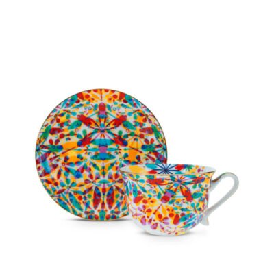 Spiral Kaleidoscope Generous Cup & Saucer White CG Tea Spiral Kaleidoscope Generous Cup & Saucer White