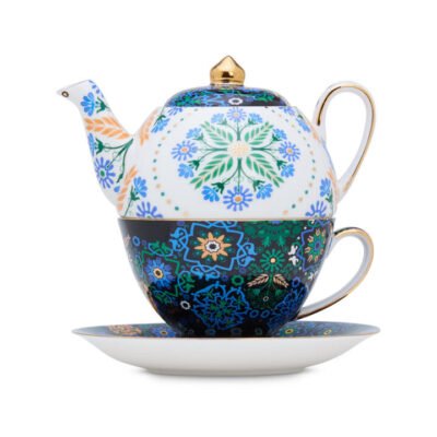 Portuguese Tiles Remix Tea For One Blue CG Tea Portuguese Tiles Remix Tea For One Blue