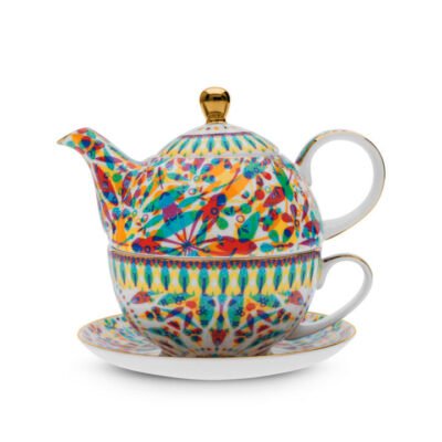 Spiral Kaleidoscope Tea For One White CG Tea Spiral Kaleidoscope Tea For One White