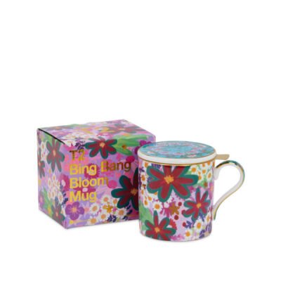 Boxed Bing Bang Bloom Mug W Gold Infuser Green Purple