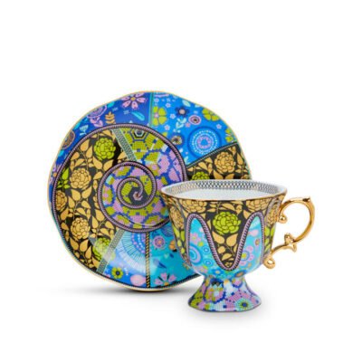 Vintage Vibes Remix Cup & Saucer Blue/Black