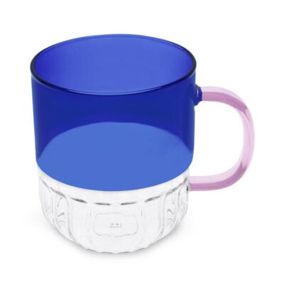 Colour Splice Glass Mug – Pink/Blue CG Tea Colour Splice Glass Mug - Pink/Blue