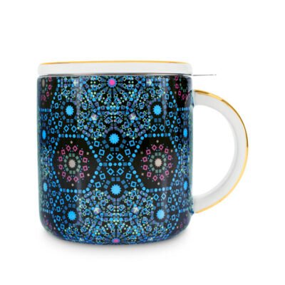 Moroccan Tealeidoscope Black Mug with Infuser CG Tea Moroccan Tealeidoscope Black Mug with Infuser